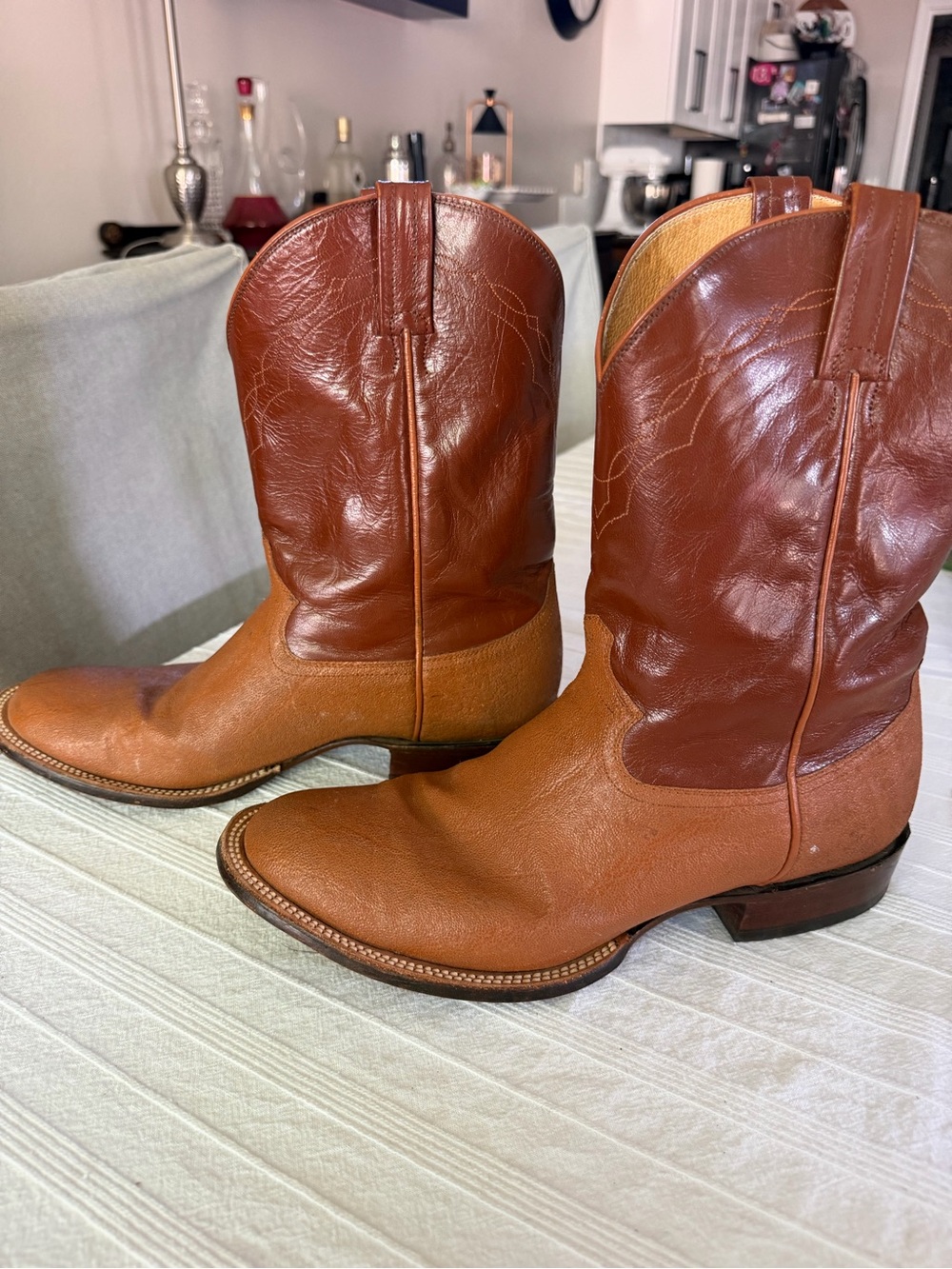 Vintage Genuine Exotic Elephant Panhandle Slim Cowboy Boots - Picture 2 of 6